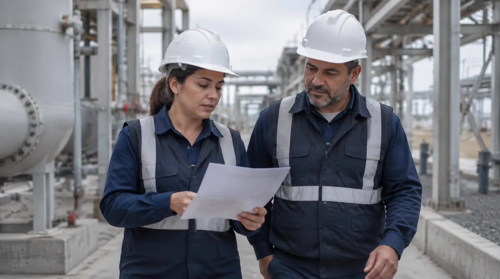 Equipo recorriendo la planta durante una visita de certificación